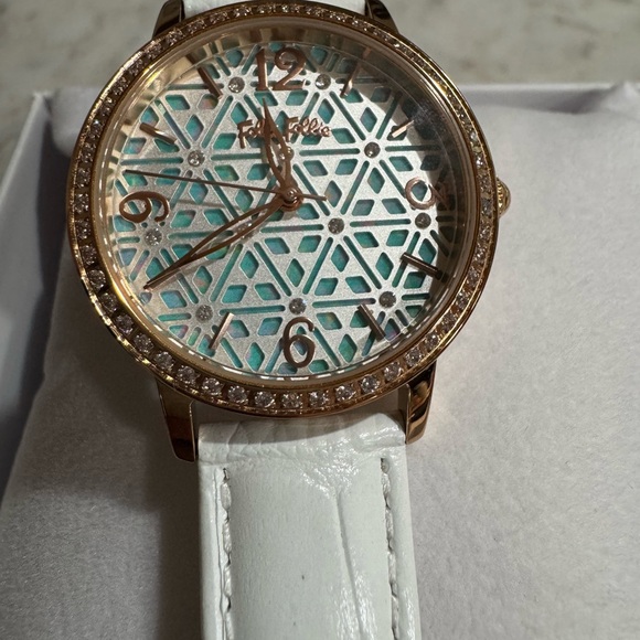 Women's White and Gold Geometric Watch - Picture 1 of 4